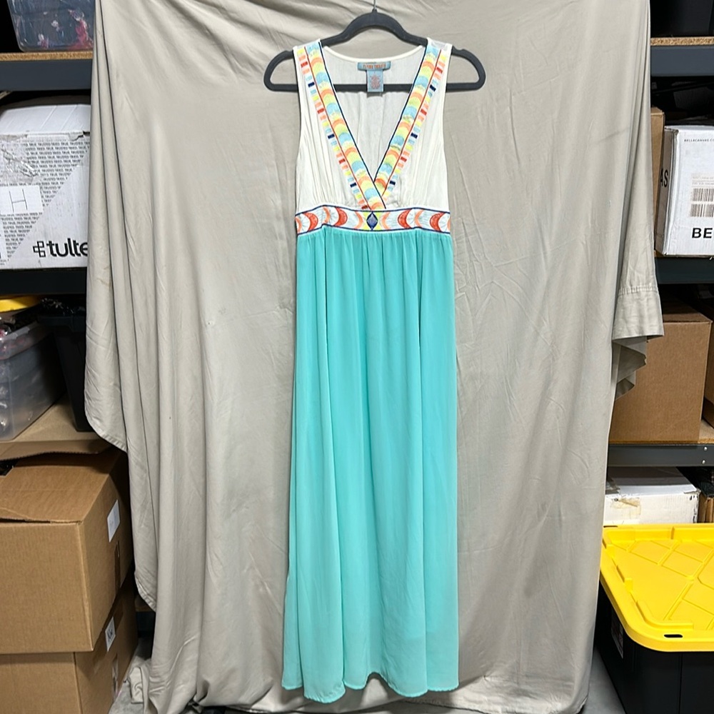 Flying Tomato Size Large Maxi Boho‎ Embroidered Empire Waist Dress / Box 2-3